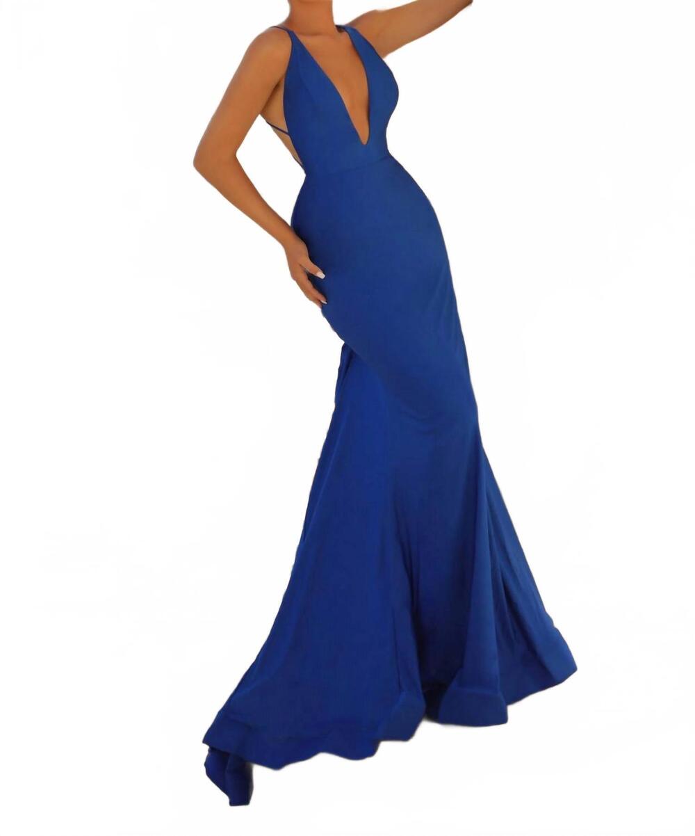 NEW CLARISSE jersey prom dress in royal
